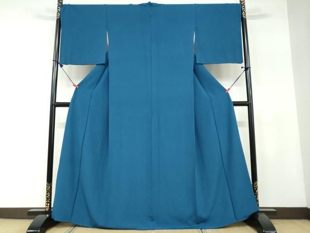 平和屋着物●上質な色無地 紋意匠 瑠璃紺色 正絹 DAAY5017ud