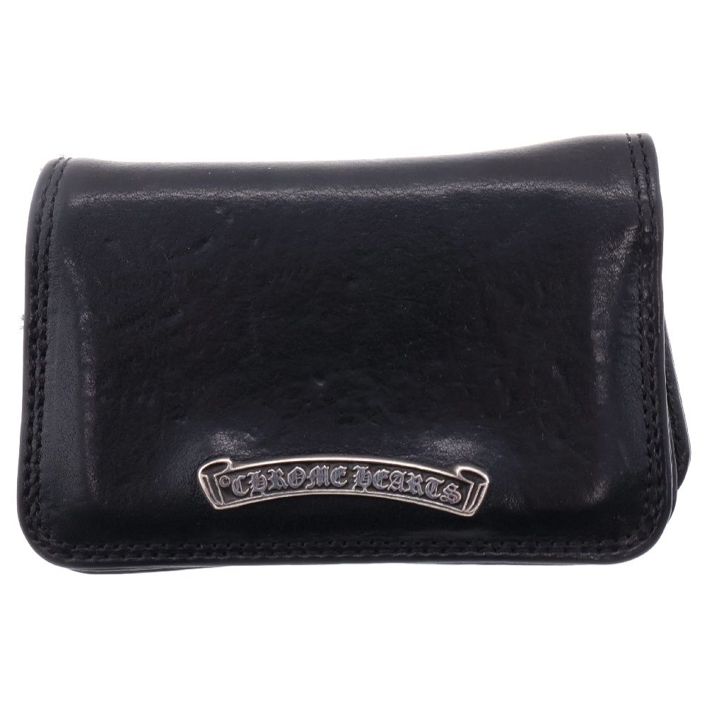 CHROME HEARTS (クロムハーツ) CARD CASE グロメット付きレザーカードケース ブラック/シルバー