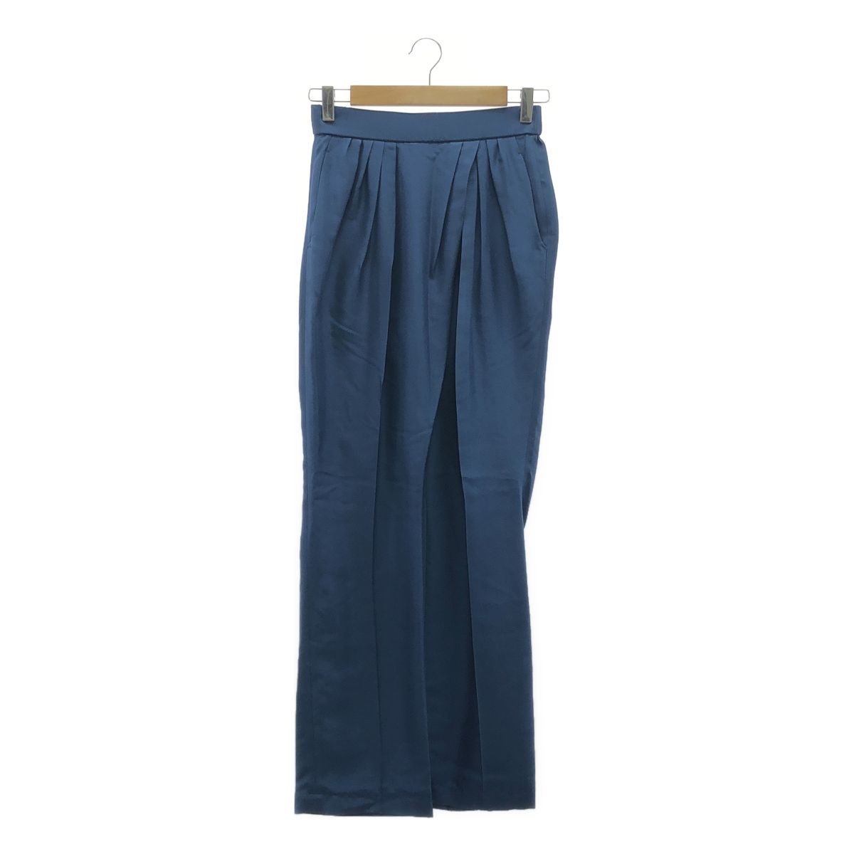 Mame Kurogouchi | マメクロゴウチ | 2025SS | Silk Habutae Front Tucked Trousers | シルクハブタエフロントタックパンツ | 2 | blue | レディース