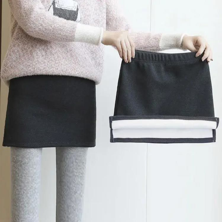 あったかスカート 裏起毛 韓国 ショートスカート スリット ウエストはゴム ボトムス スリム レディース ミニスカート 厚 タイトスカート 厚手 ルームウェア 防寒 暖 膝上 無地 暖かい 秋冬 cjfj144918
