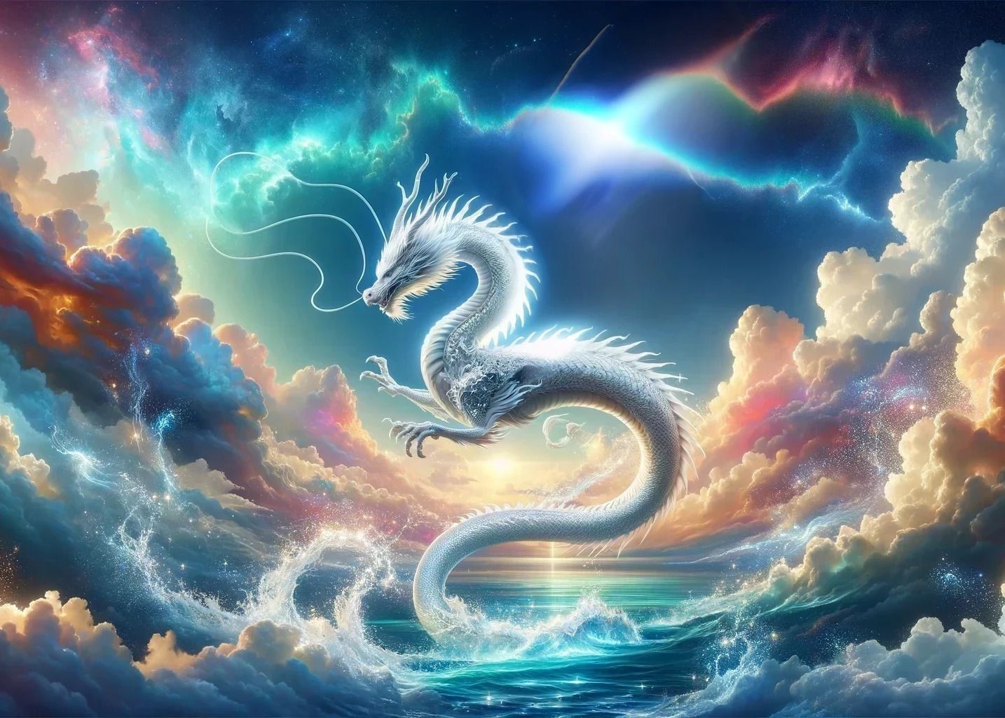 開運・風水・仕事運・出世運・ヒーリング・絵画風】✨天に昇る白龍