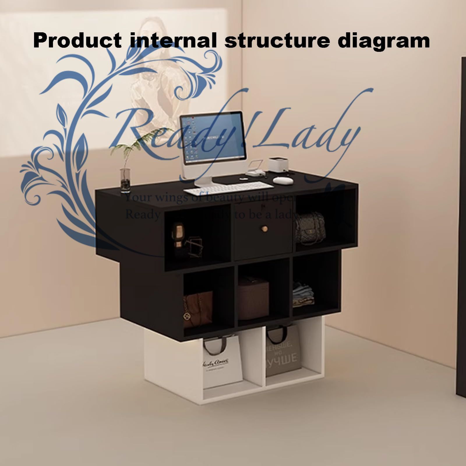 小型受付デスク フロントデスク フロントカウンター 鍵付き引き出し付き受付カウンター ミニマリストコンパクトカウンターデスク受付カウンター 小売カウンター 100cm MARWIL-DEMENAGEMENTS_CH