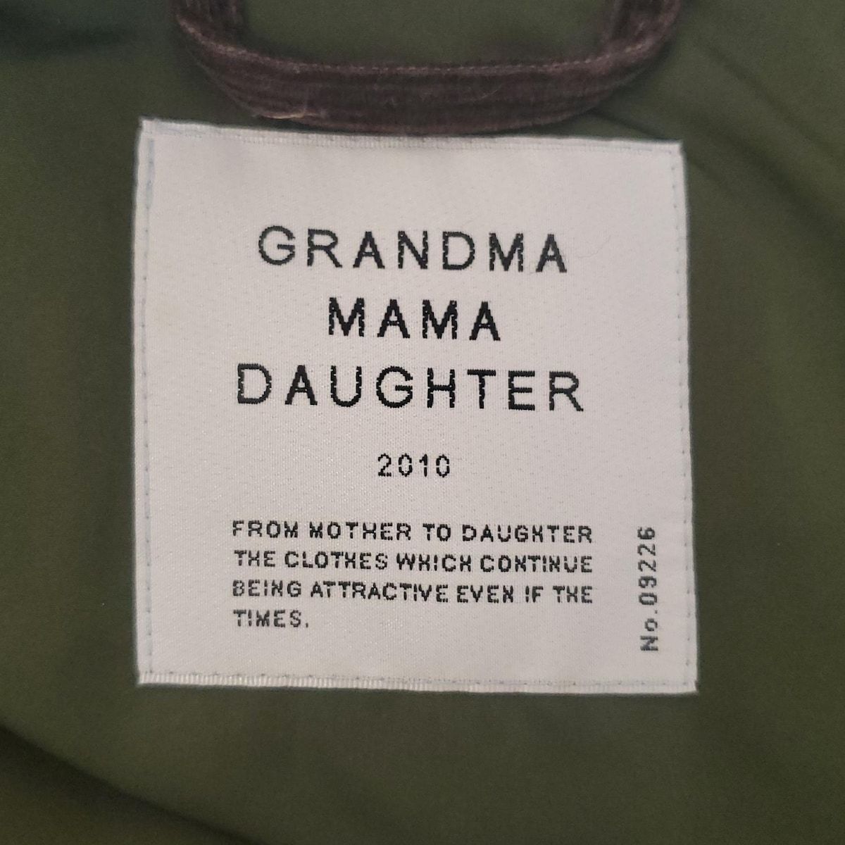 GRANDMA MAMA DAUGHTER グランマママドーター コート サイズ1 S レディース - カーキ×ダークブラウン 長袖 中綿 キルティング 秋 冬 SIROKUMA-CORPORATION_COM