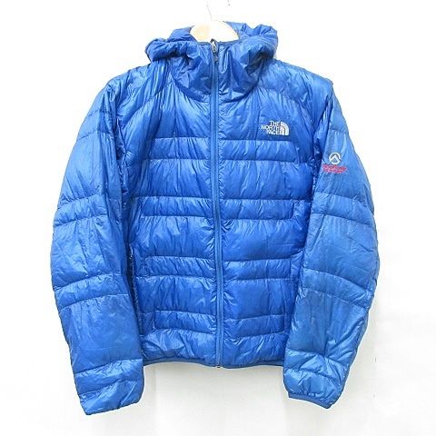 ザノースフェイス THE NORTH FACE SUMMIT ダウンジャケット ジップアップ フード テープ 刺繍 ナイロン ND18971 青 ブルー M