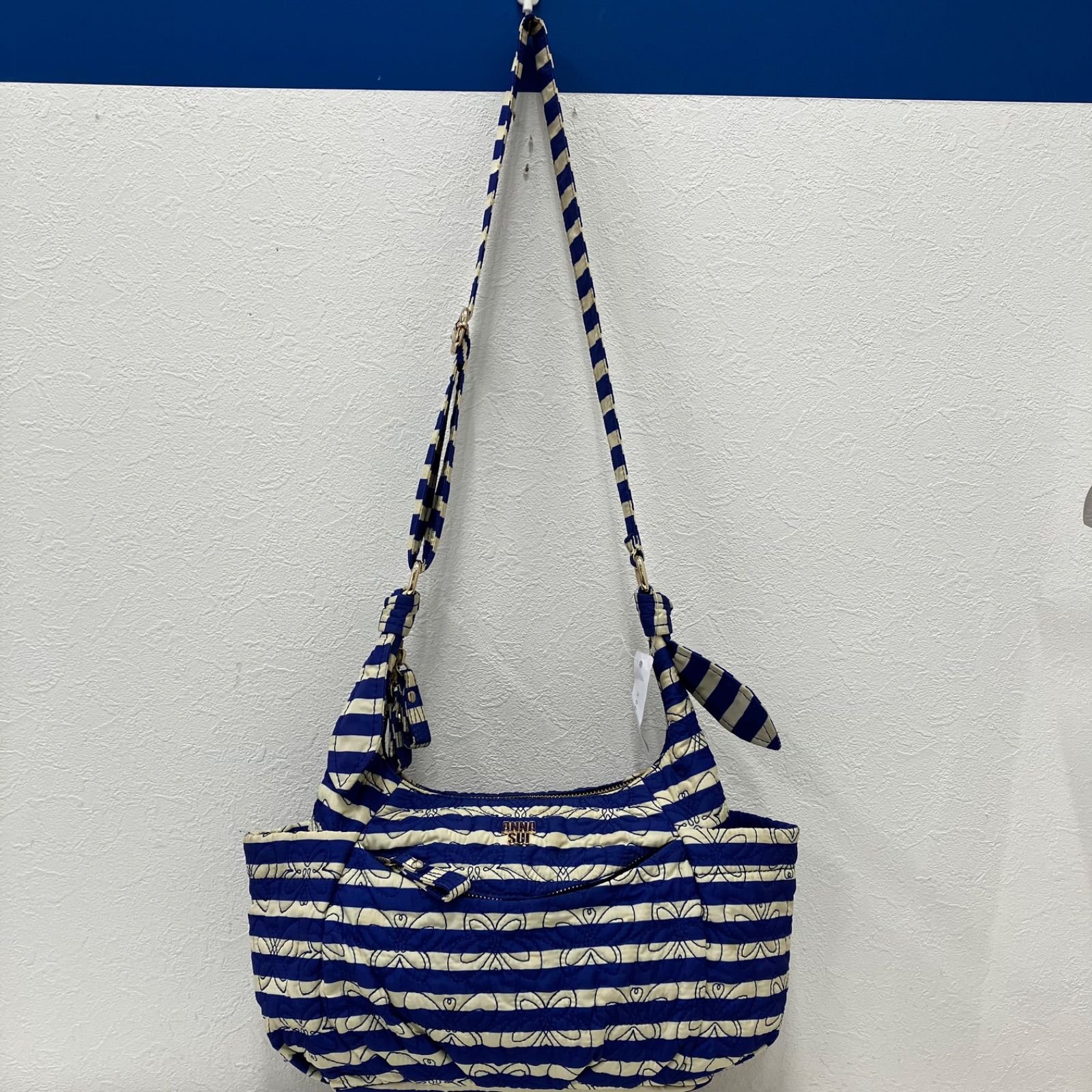 2667 ANNA SUI アナスイ ショルダーバッグ ボーダー キルティング 