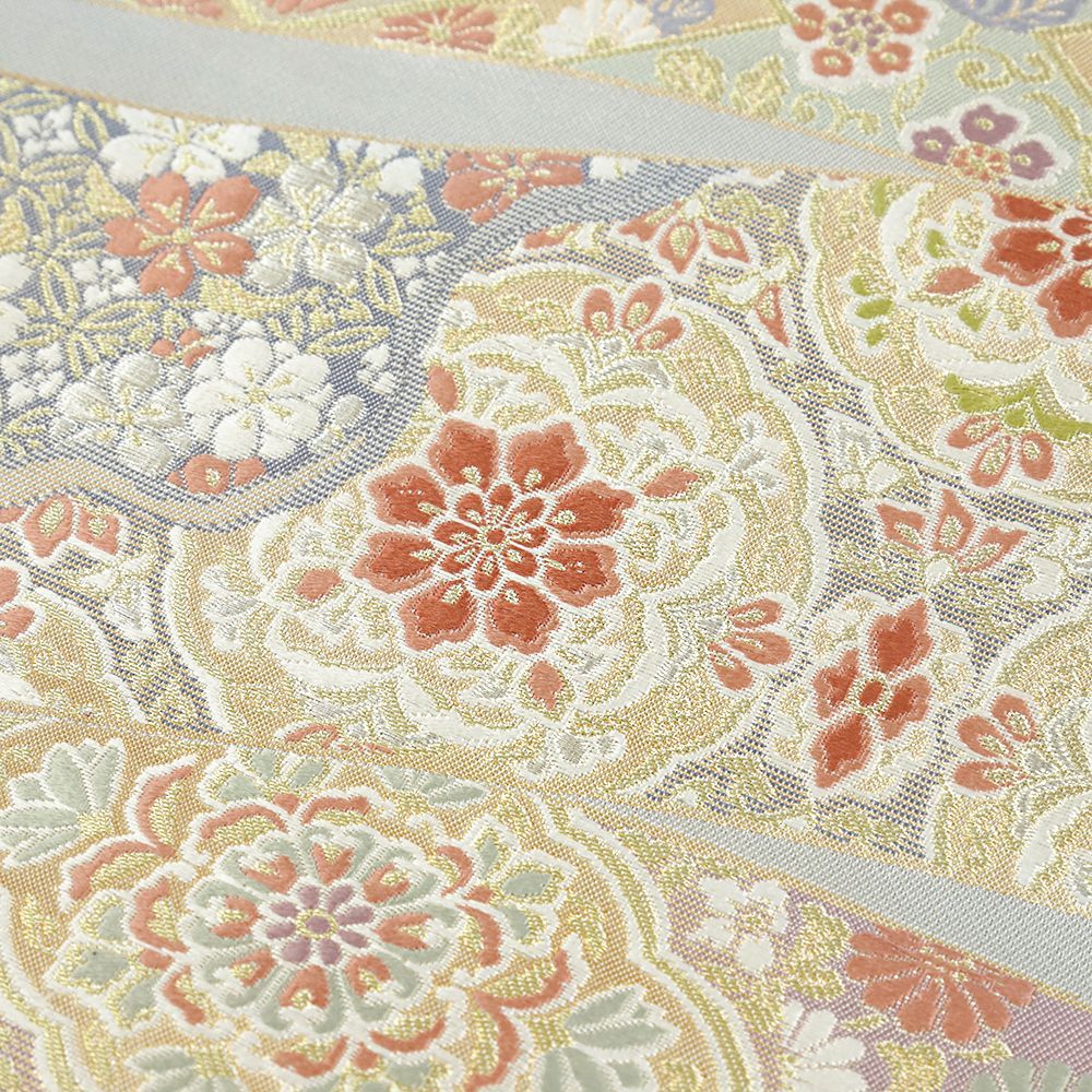 付け帯 中古 袋帯 二重太鼓 正絹 作り帯 フォーマル 唐織 金 桜