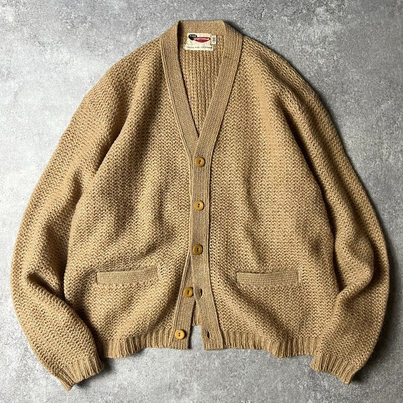 60s FINE SPORTSWEAR 無地 25% モヘア ウール ニット カーディガン M 