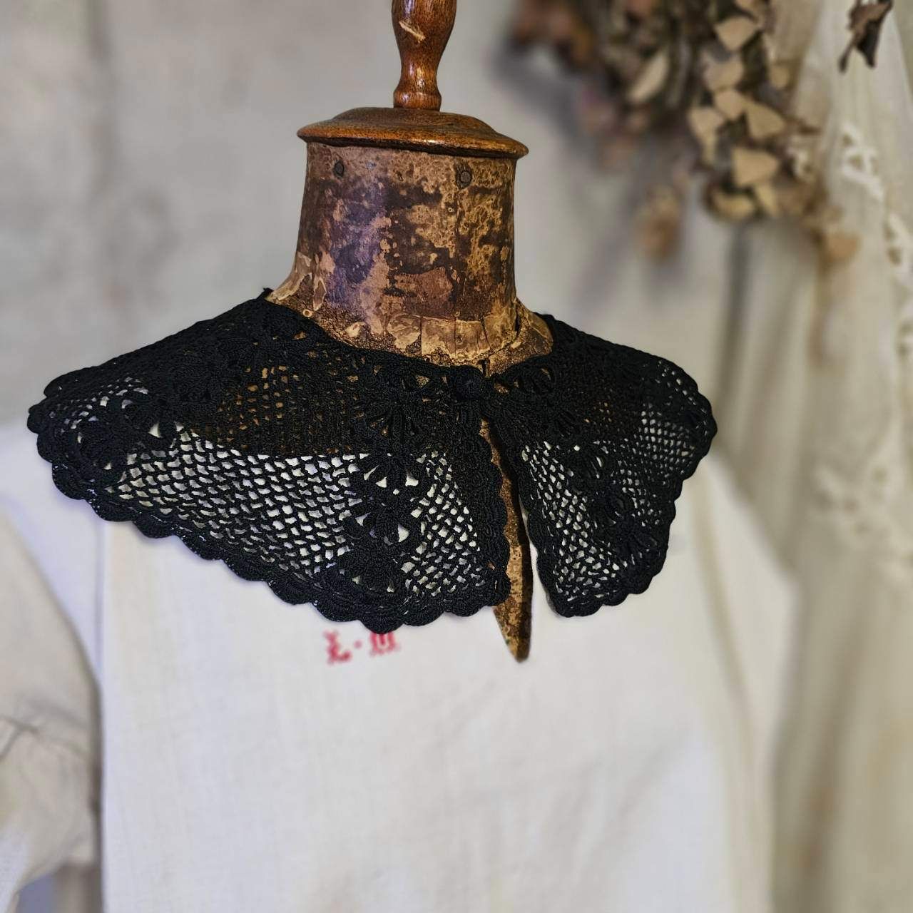 アンティークリネン　モノグラム刺繍　ワンピース ☆希少☆ Enyoアンティークリネンのモノグラム刺繍ワンピース