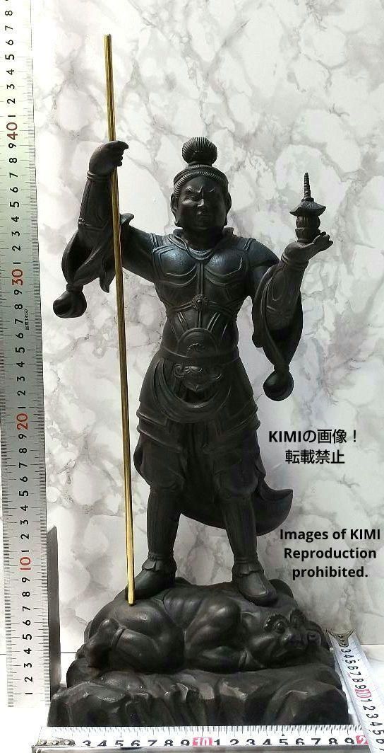 大型　毘沙門天　銅像　全長約40cm 約5.6kg　銅像　仏教美術　伝統工芸 大型 毘沙門天 銅像 全長約40cm 約5.6kg 銅像 仏教美術 伝統工芸