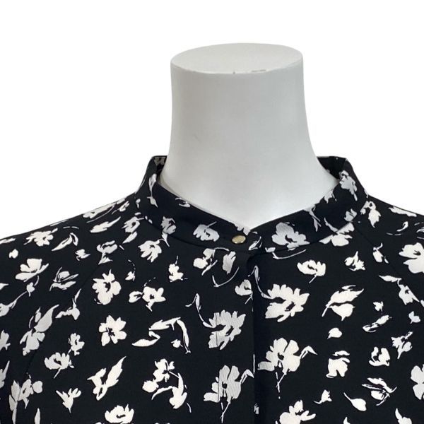 ◆ アンフィーロ UNFILO 花柄プリントワンピース シャツワンピ ロング 長袖 黒 XL 13号 レディース S5V501