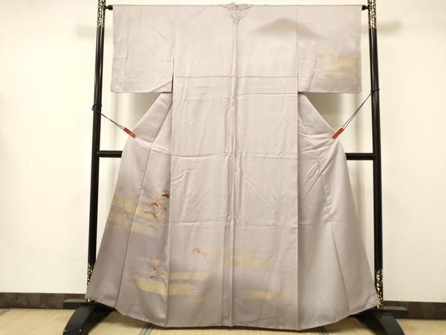 正絹単衣の付下げ 裄丈64 付下げ 付け下げ 訪問着 着物 中古 袷 正絹 地模様 縦縞模様 暈し