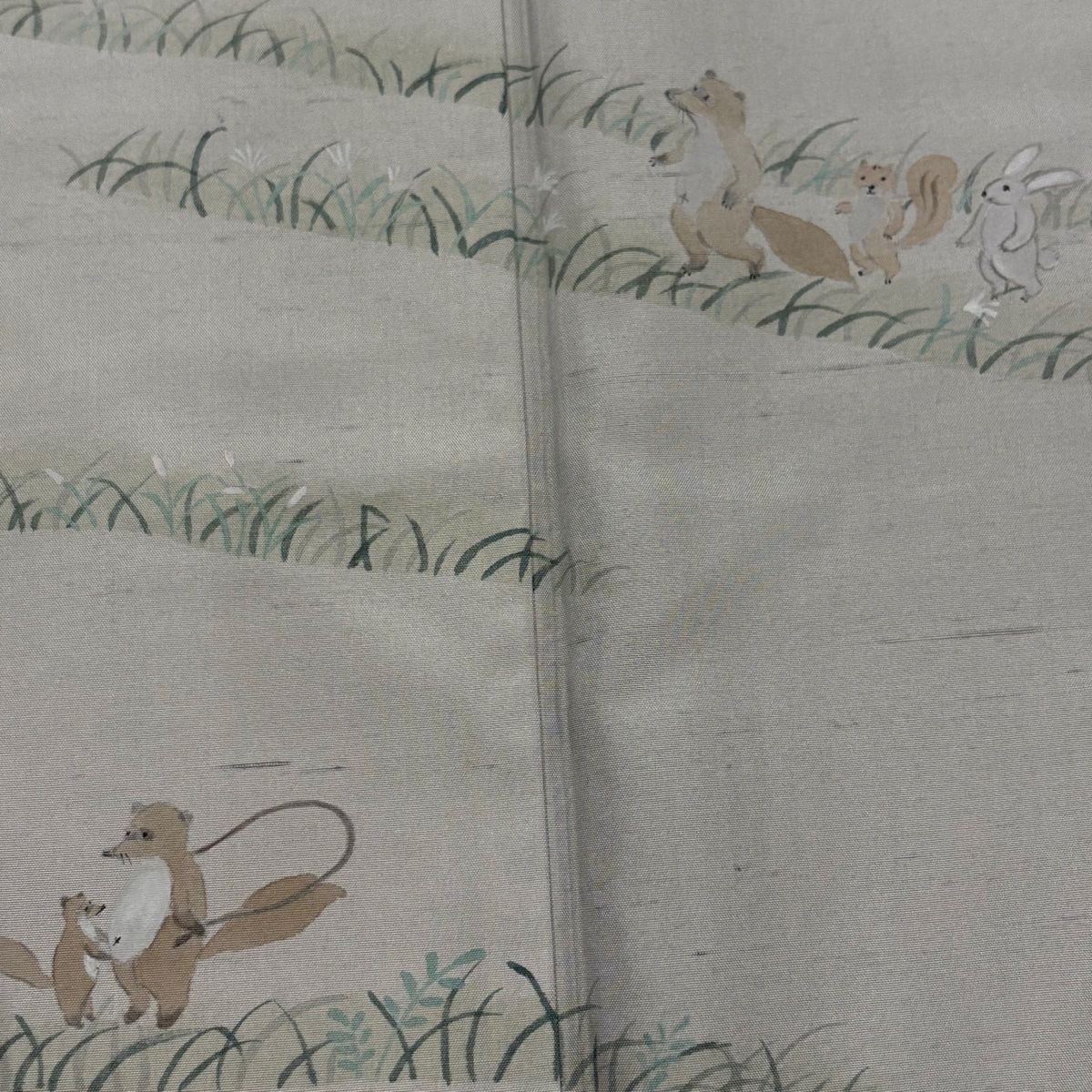 紬付け下げ 刺繍 薄色 正絹 反物 反物】正絹 刺繍柄 付け下げ（薄ブルーグレー系） 0007-01901