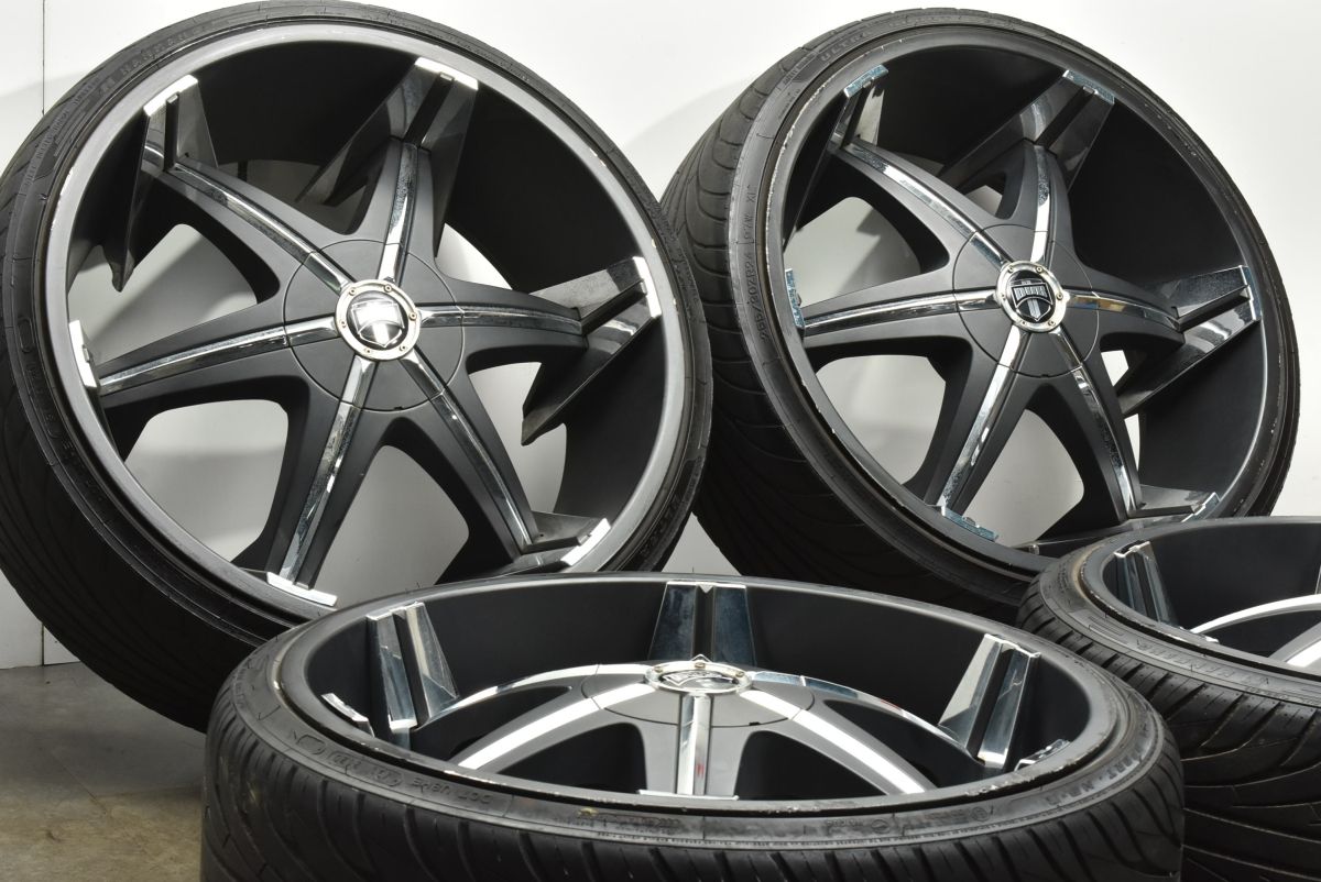 大口径 24インチ DUB 24in 9.5J 10 PCD139.7 6穴 ナンカン 255 30R24 三菱 チャレンジャー 日産 テラノ ホンダ ジャズ ホライゾン