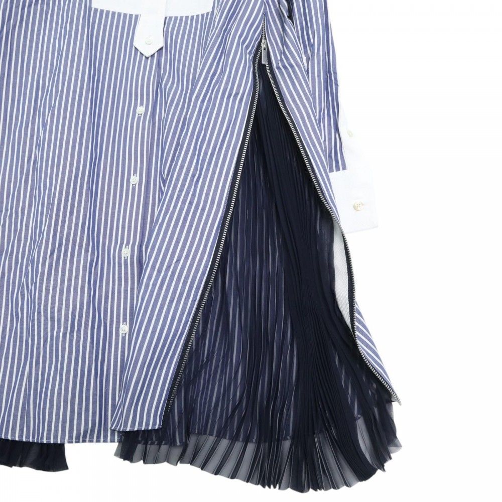 sacai サカイ★定番シャツプリーツワンピース★ストライプ大人気 サカイ シャツワンピース ストライプ サイドプリーツ 2 - メルカリ