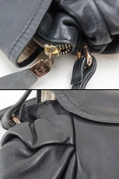 2403-106 レペット ショルダーバッグ ポシェット Repetto レザー製 ブラック