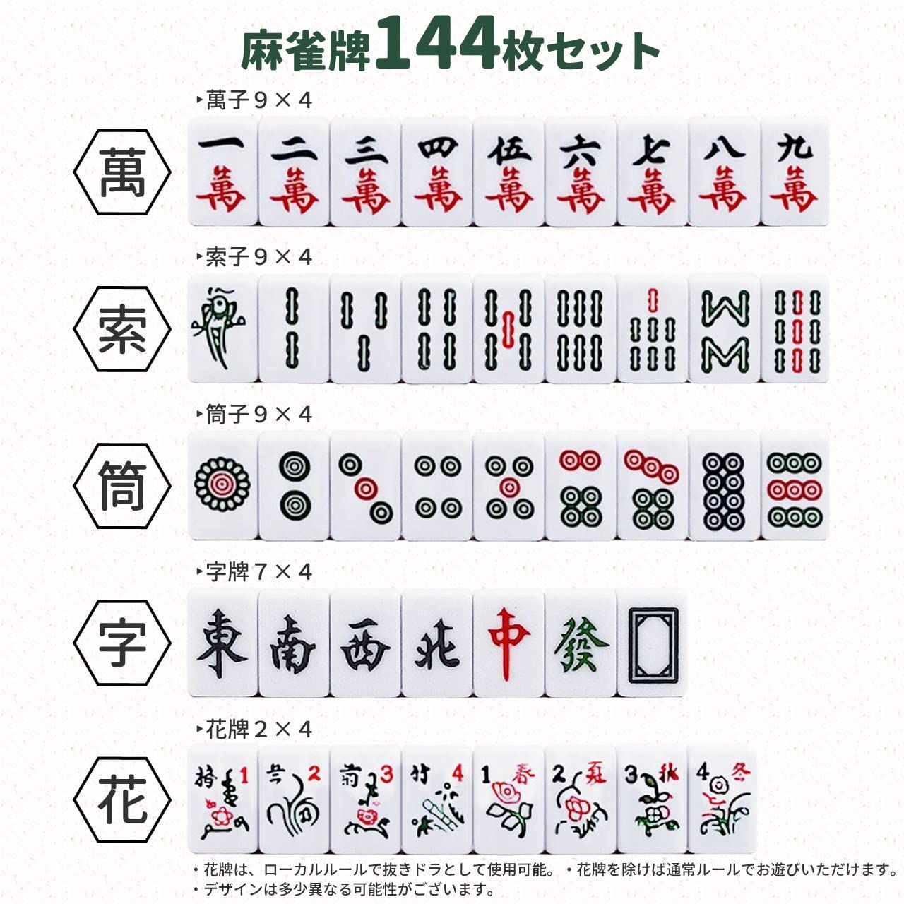 【特価セール】| 24mm麻雀牌144枚（小さめ軽量サイズ） 麻雀セット 麻雀マット付き 麻雀牌 ZEMUS