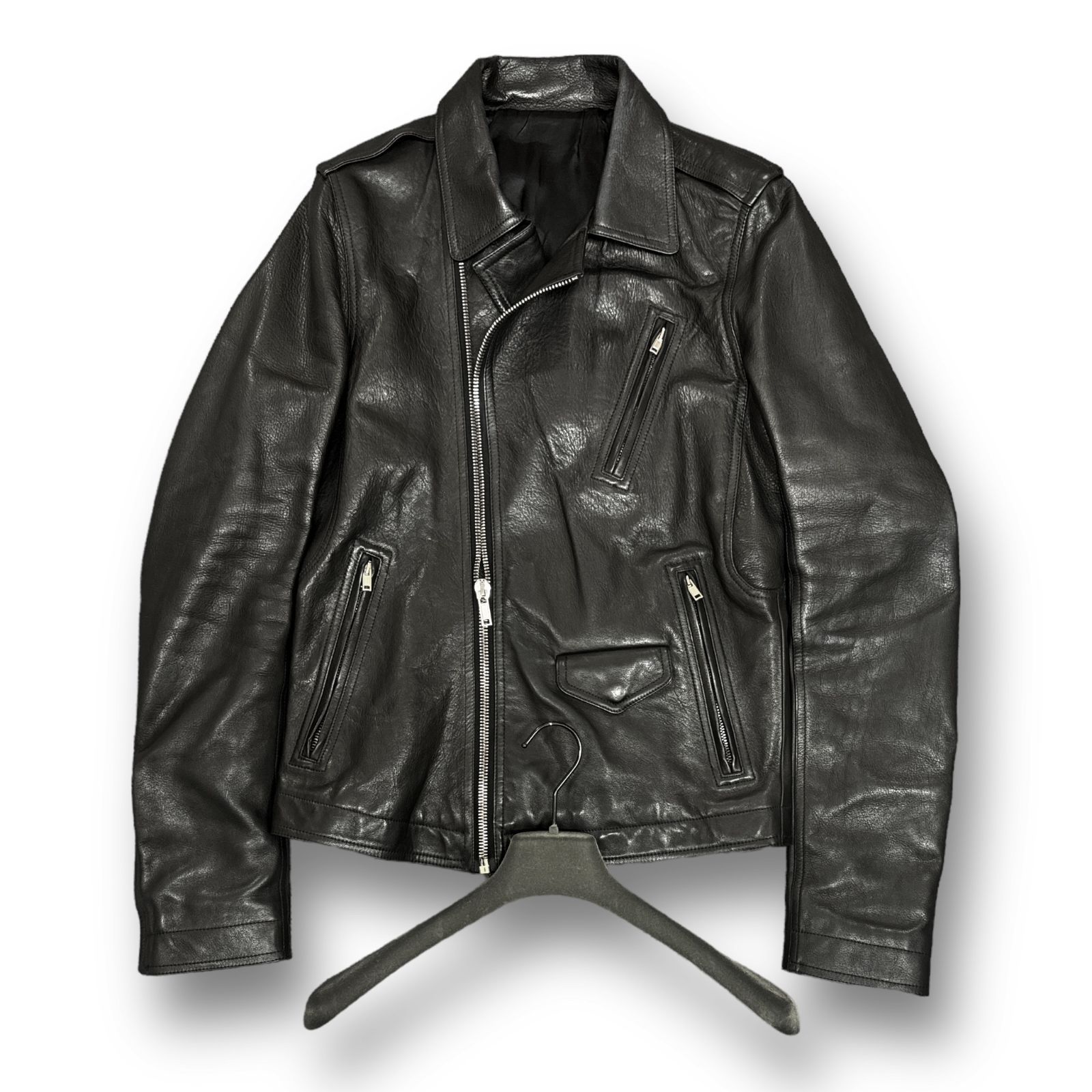 国内正規 Rick Owens STOOGES レザー セミダブル ライダース ジャケット RU16F6764-LCW リックオウエンス 48  58839A - メルカリ