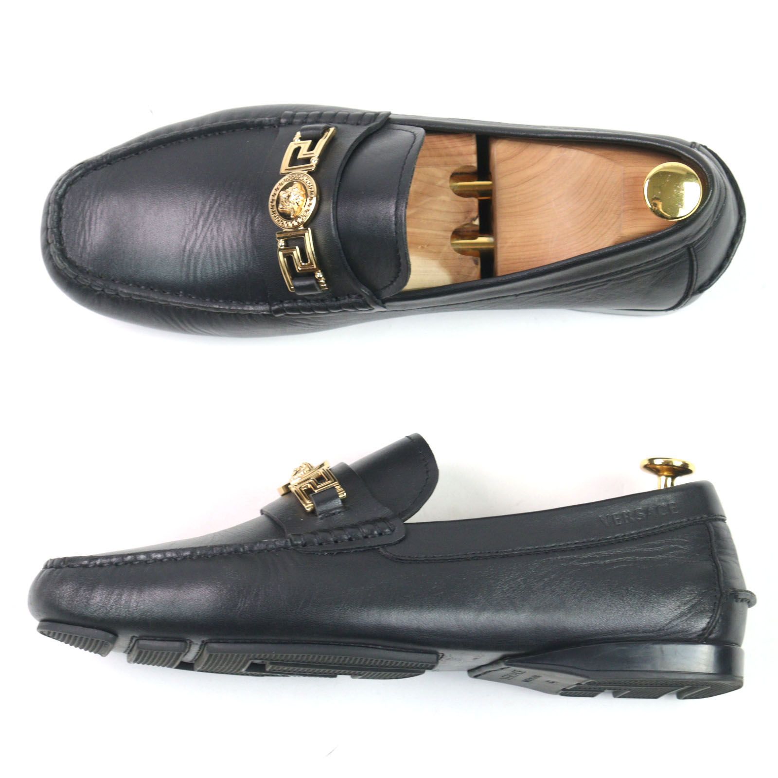 【VERSACE】メデューサグレカ  レザー ローファー ドンドン見直し】美品○VERSACE ヴェルサーチ レザー メデューサ