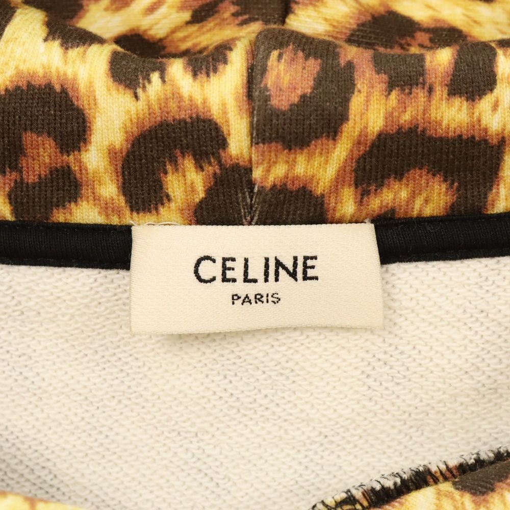 CELINE （セリーヌ）21SS Loose Hoodie Leopard CELINE（セリーヌ） 21SS フロントロゴ レオパード柄 コットンパーカー
