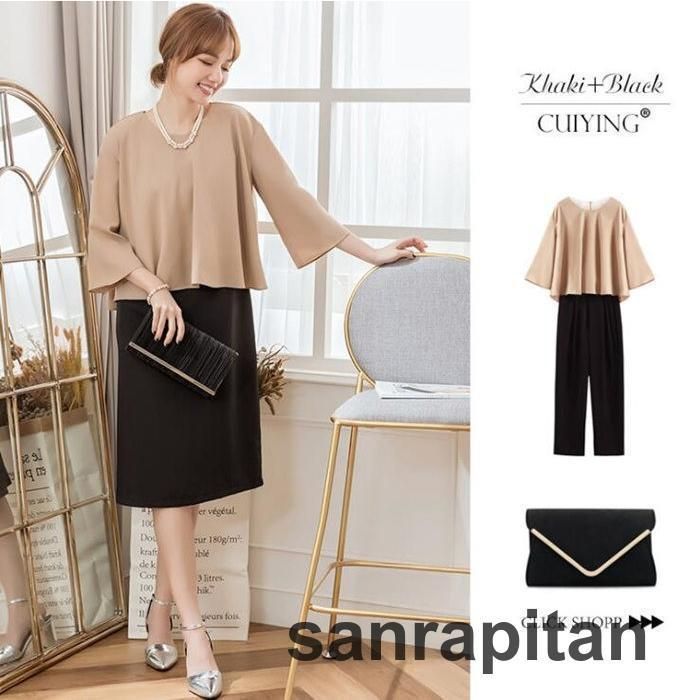 パンツドレス セットアップ パーティードレス 結婚式 二次会 パーティー 3点セット セレモニー パンツスーツ ワンピース ママ 母 入園式 入