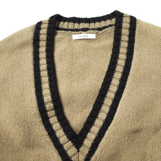 CINOH チノ 18AW V Neck Leather Pocket Knit Vネックレザーポケット 