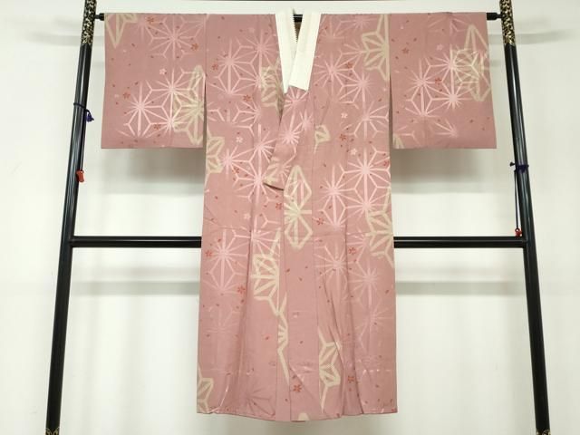 平和屋着物●長襦袢 無双仕立て 麻の葉舞花文 正絹 DAAW5569ud