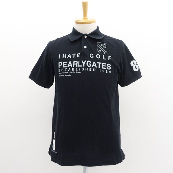 ○★新品未使用　PEARLY GATES　エンブレムワッペン ロゴポロシャツ　6 美品✨パーリーゲイツ 半袖ポロシャツ ワッペン ロゴ総柄
