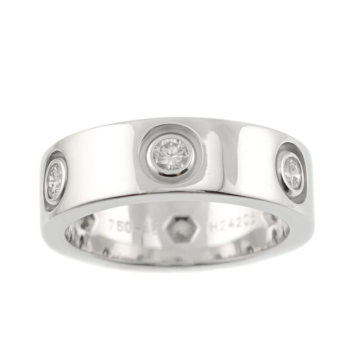 カルティエ Cartier ラブ #48 リング フル ダイヤ K18 WG ホワイト