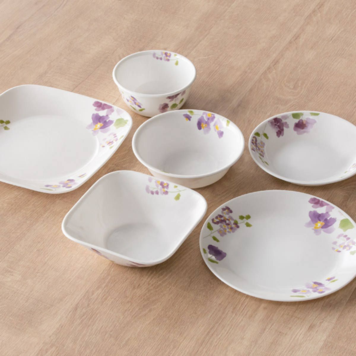 ボウル 22.5cm スクエア コレール CORELLE バイオレットミスト 5個
