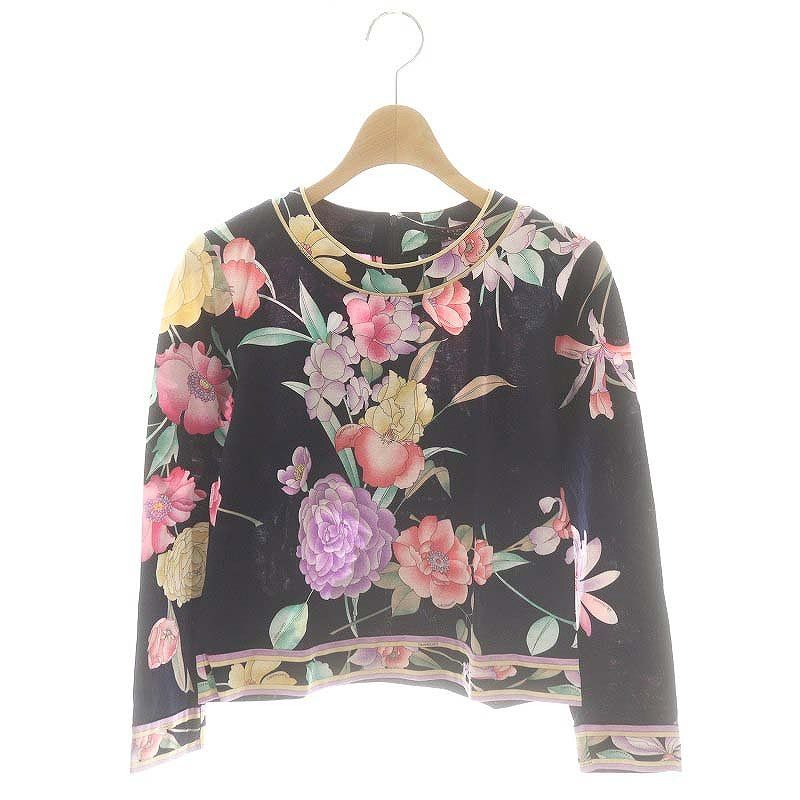 レオナール LEONARD ファッション FASHION 花柄長袖カットソー プルオーバー M ネイビー マルチ |DO OS