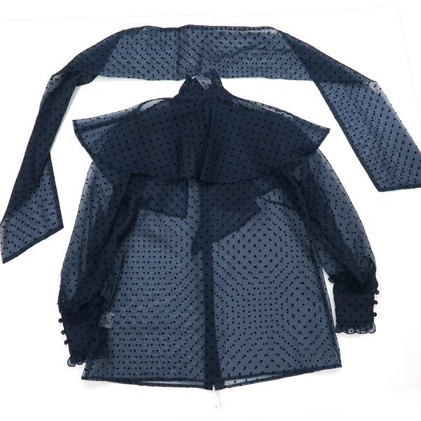 akiki ボウタイブラウス ドット シースルー ハイネック #F 長袖 MT011 