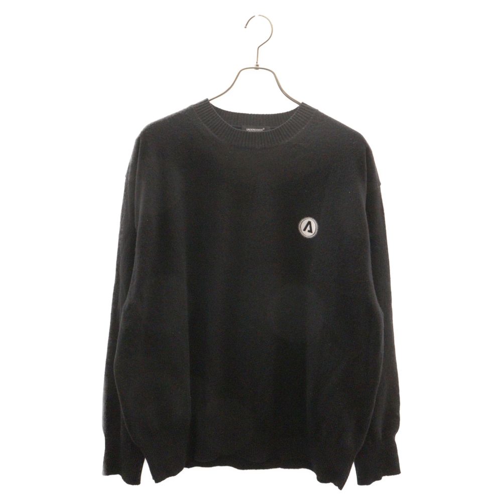UNDERCOVER (アンダーカバー) 21AW CREWNECK KNIT PO CIRCLE ウール ロゴ刺繍 クルーネック ニットセーター ブラック UC2A9901