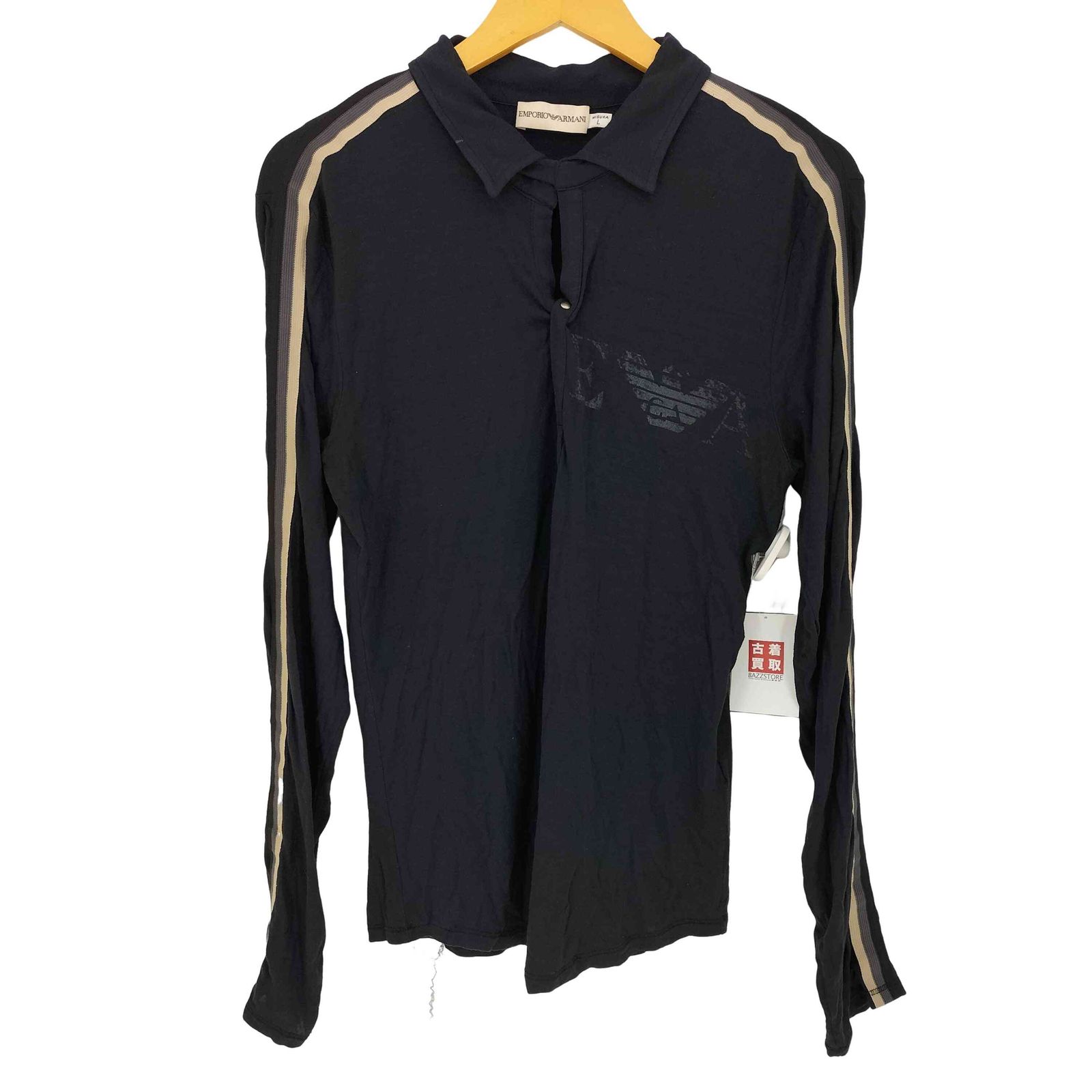 エンポリオアルマーニ EMPORIO ARMANI ロゴプリント 袖テープ  長袖ポロシャツ メンズ import：L 
