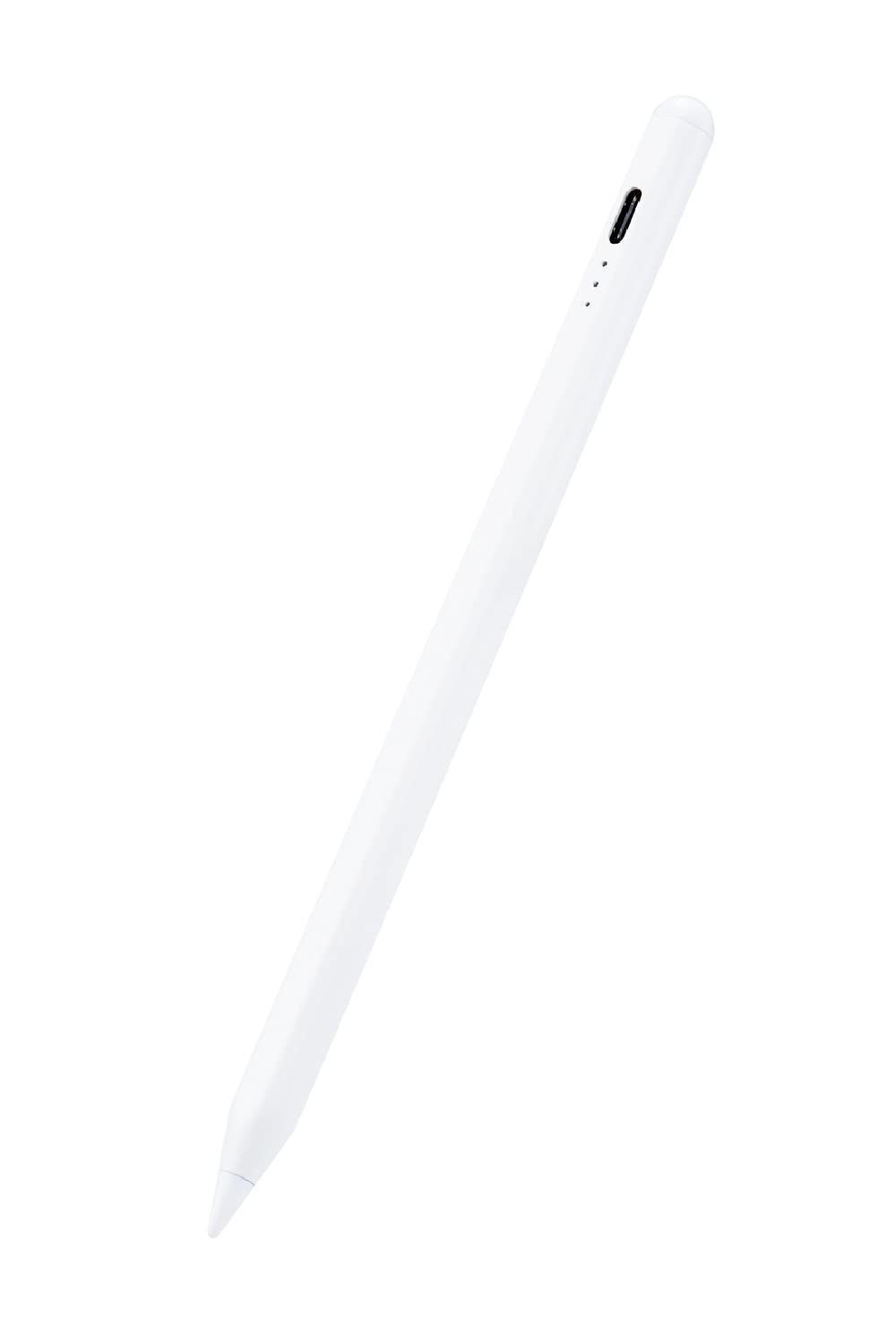 エレコム ELECOM タッチペン iPad 樹脂製ペン先 パームリジェクション対応 磁気吸着 傾き検知対応 USB-C充電 ペアリング不要 Apple Pencil純正ペン先 製ペン先に交換 ホワイト 1 タッチペン単体 樹脂製ペン先