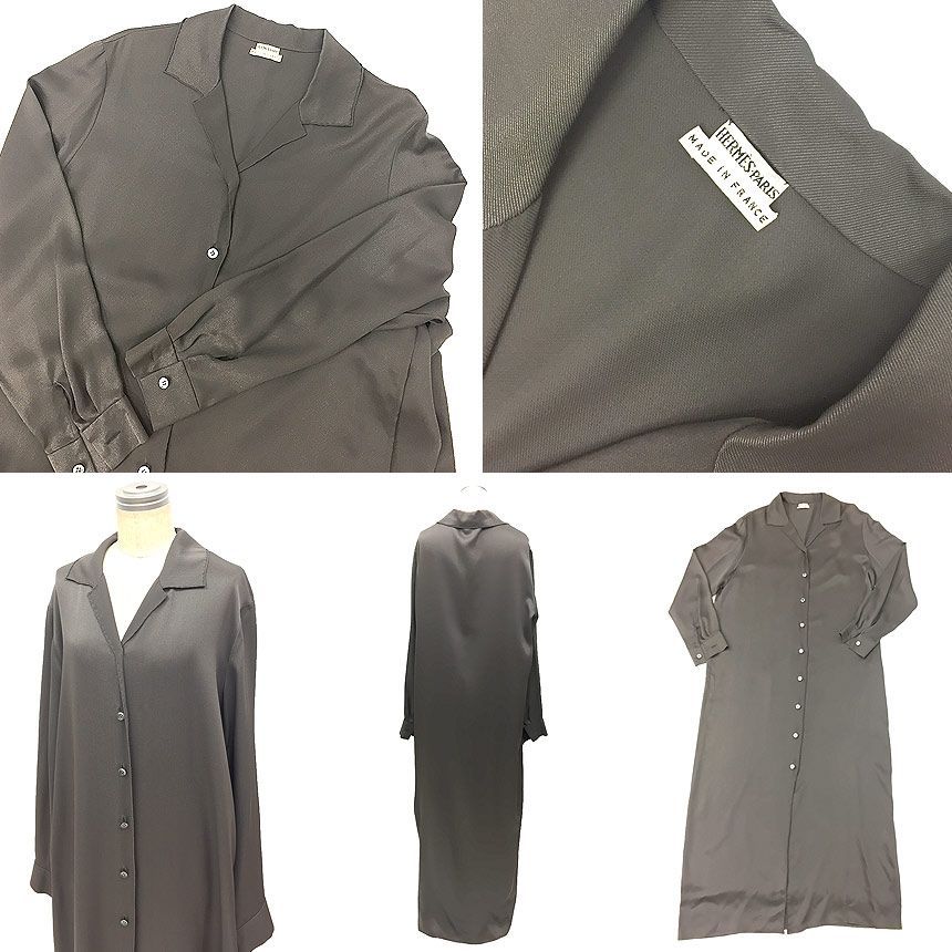 HERMES エルメス マルジェラ期 シルク シャツ 42 レディース ブラウン HERMES エルメス マルジェラ期 シルク シャツ 42 レディース ブラウン