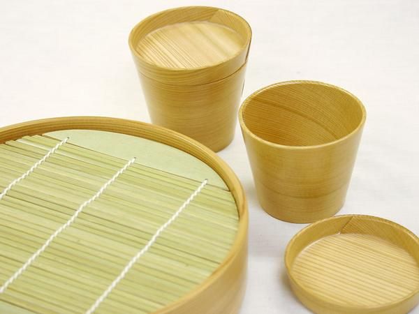 大館曲げわっぱ ざるせいろ そばちょこセット 薬味皿付き 作者 伝統工芸士 栗盛俊二 Odate Magewappa Zaruseiro - Sobachoko set