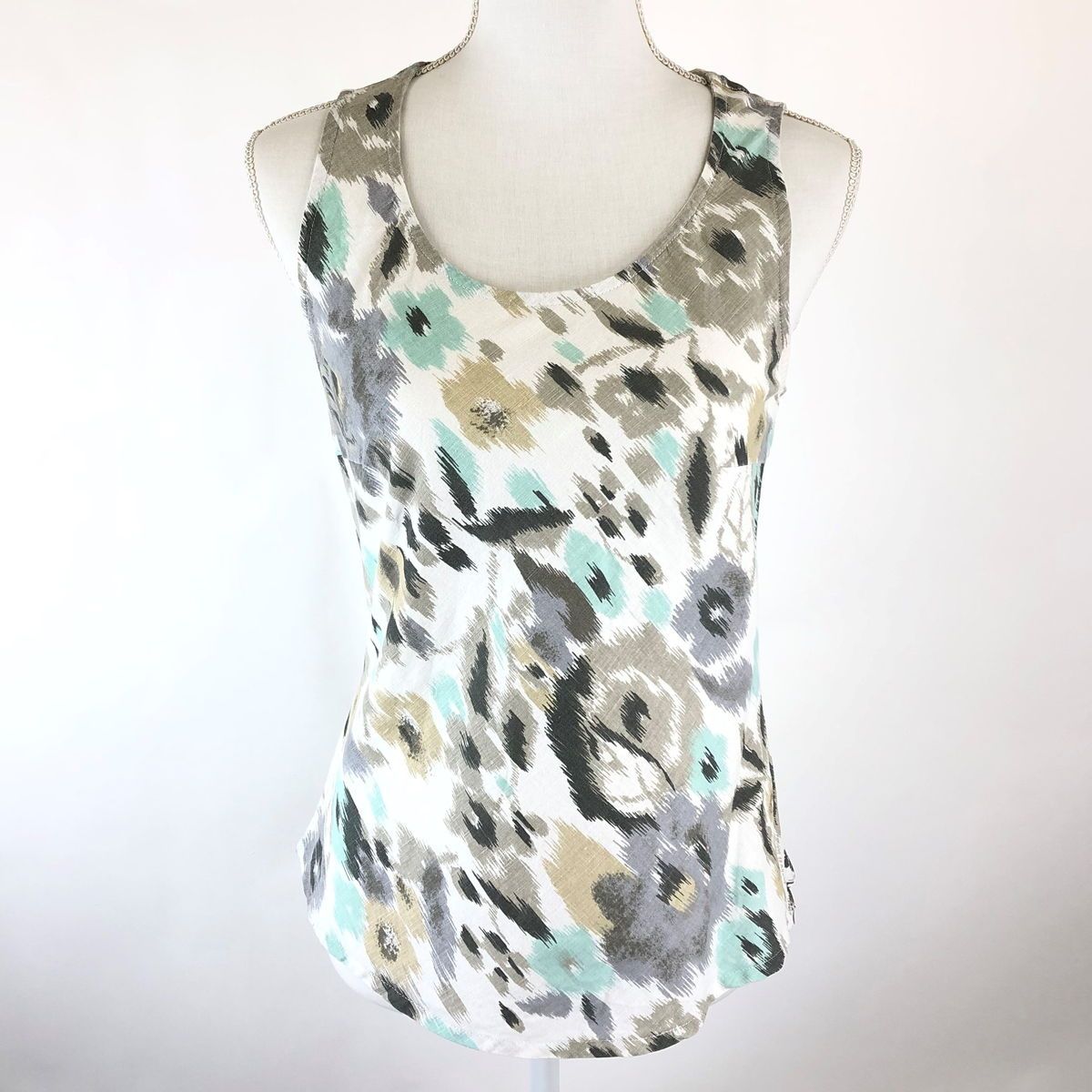 プルオーバートップス 花トップス カスリ 総 ヴィンテージ スリーブレス ホワイト系 レディースM n018819