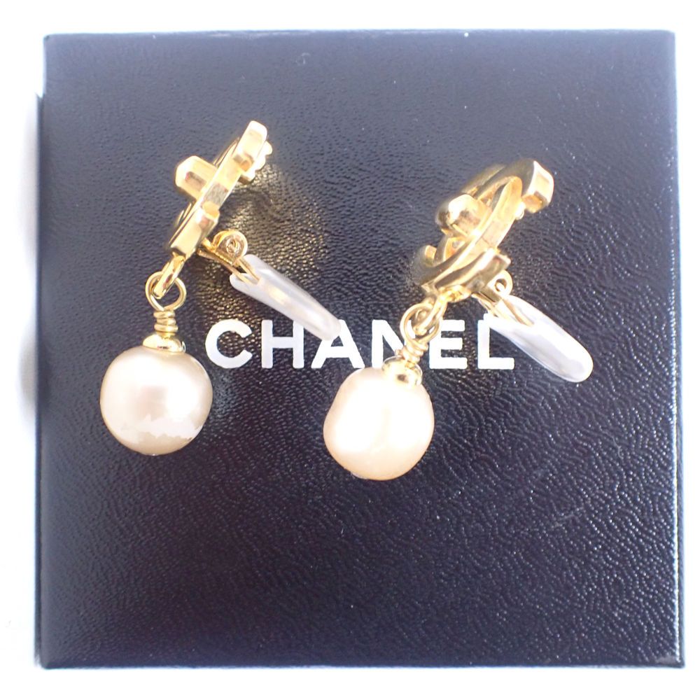 CHANEL|シャネル|フェイクパールイヤリング|金色金具|箱有|g512-33
