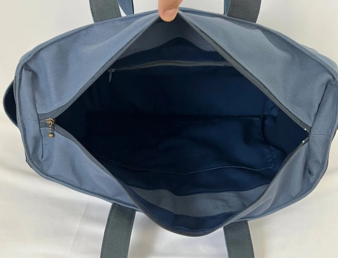 XLサイズ 底板付き ブルーグレー系 8号倉敷帆布使用 サイドポケット 大きめトートバッグ 底板付き 肩掛けバッグ akaneko NEXPOTALLINN_EU