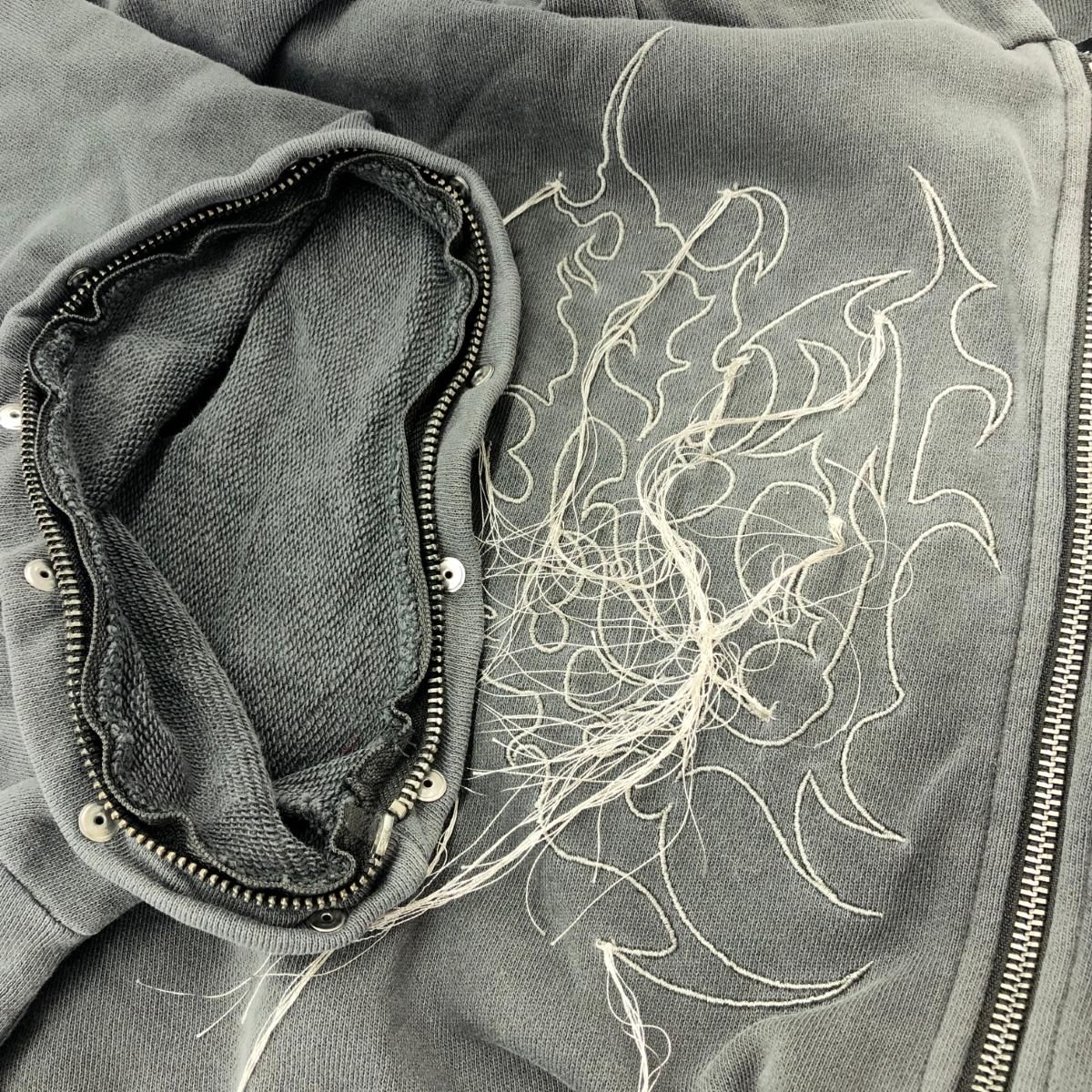 REFLEM チェーン付きブロークンうさ耳半袖ジップアップパーカーグレー