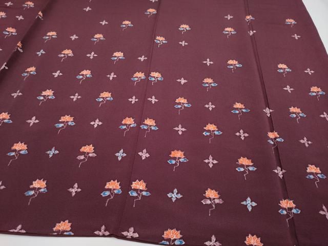 平和屋本店□極上 銀座 志ま亀 訪問着 草花文 鬼しぼ縮緬 似せ紫色地