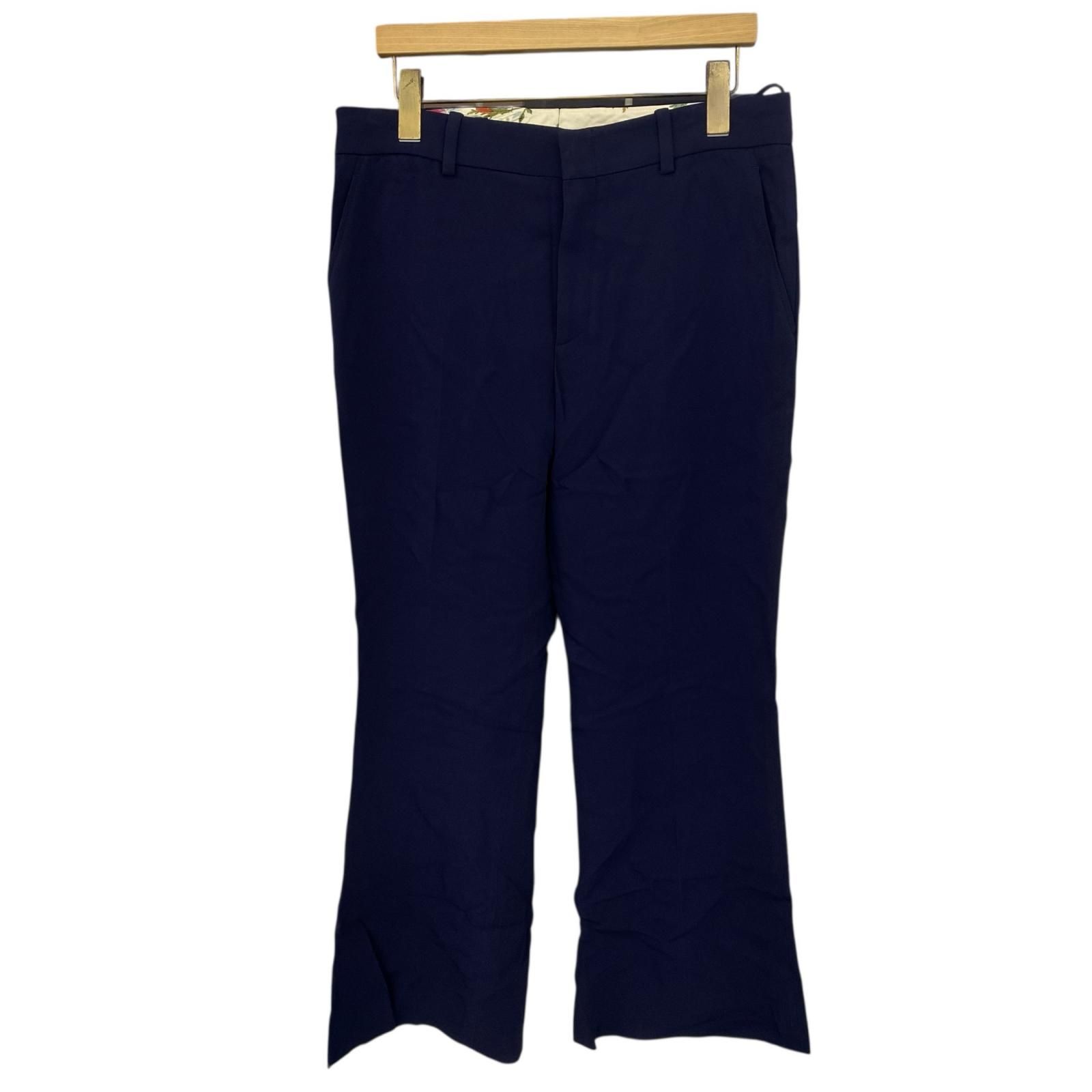 186005 GUCCI グッチ フ スラックス ブーツカット ビスコース シルク 497762 ネイビー