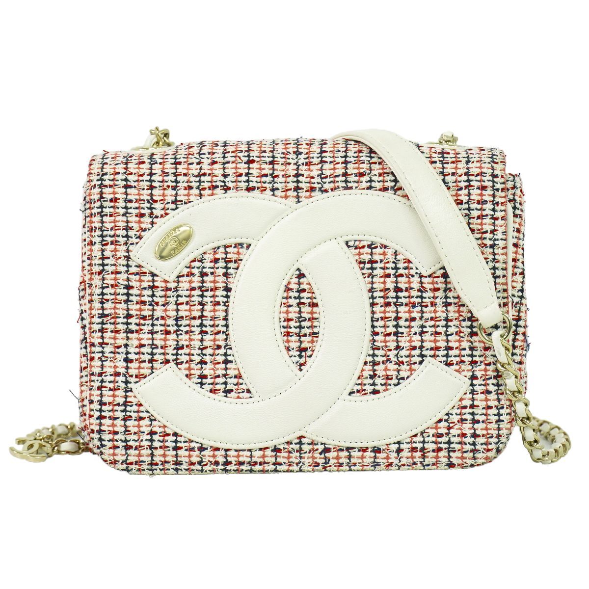 本物 シャネル CHANEL ココマーク ツイード チェーン ショルダーバッグ 