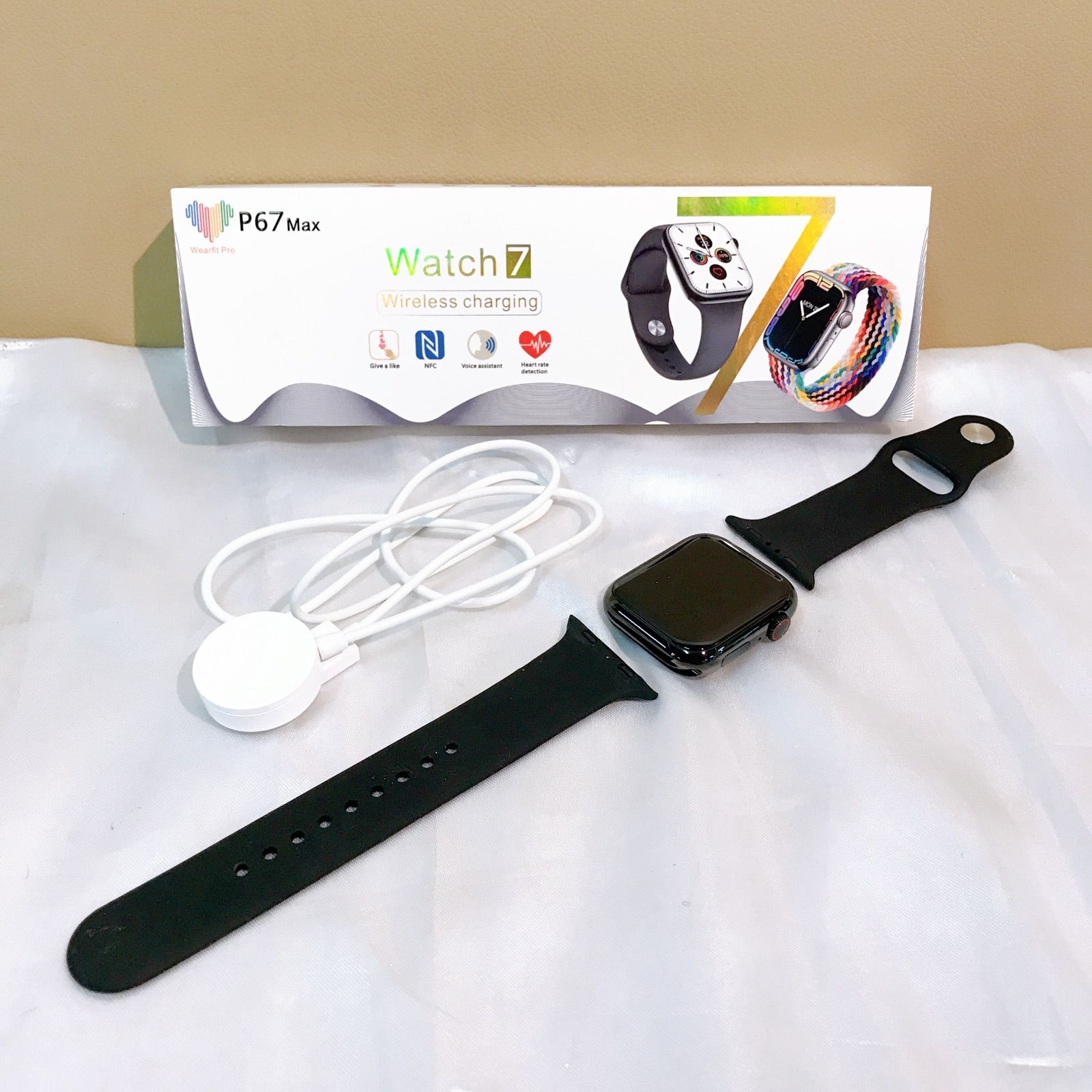 美品】P67 Max Watch7 Wireless charging スマートウォッチ ブラック 腕時計 デジタル - メルカリ