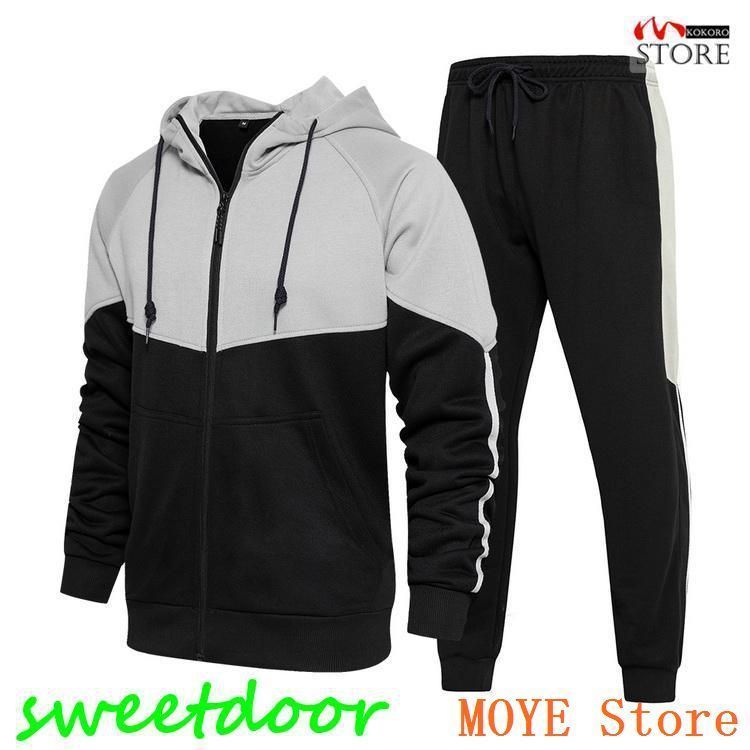 スウェット メンズ 上下 ジップパーカー+ジョガーパンツ スポーツ
