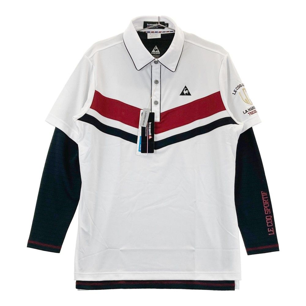 サイズ：LL LECOQ GOLF ルコックゴルフ  インナー付 半袖ポロシャツ  ホワイト系 [240101302996]# ゴルフウェア メンズ ストスト