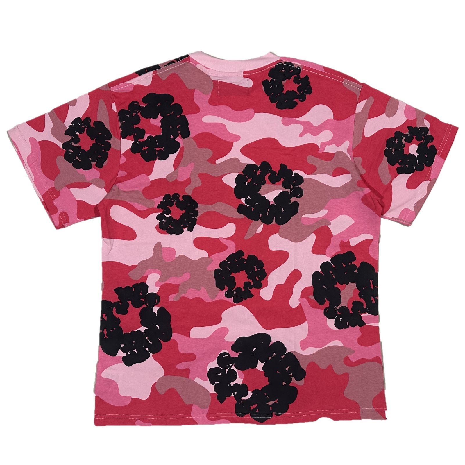 デニムティアーズ フラワープリント カモデザイン 半袖 Tシャツ ピンク 