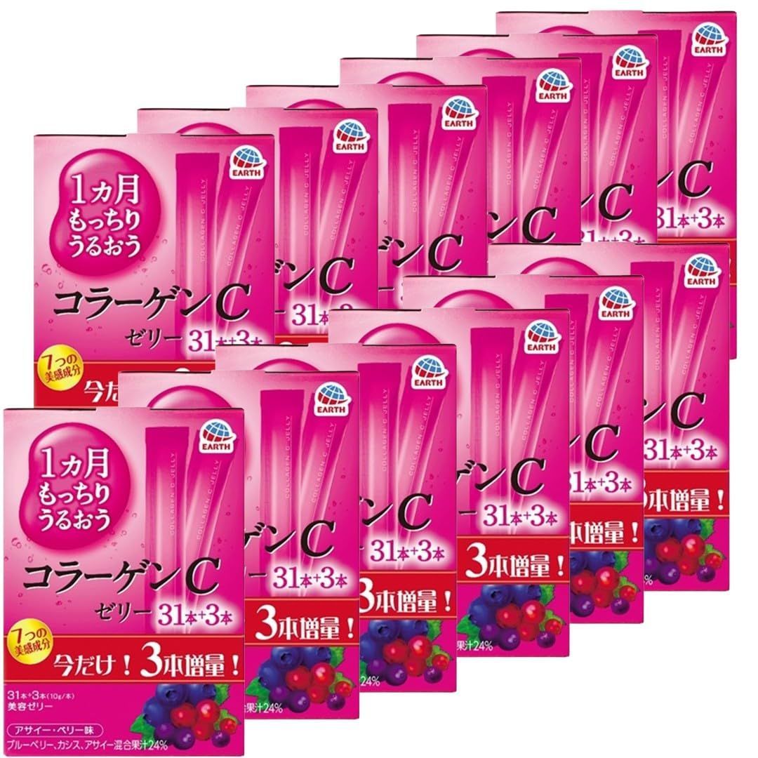 1カ月もっちりうるおうコラーゲンCゼリー アサイー ベリー味 10g× 34本入 3本増量 ×12個セット