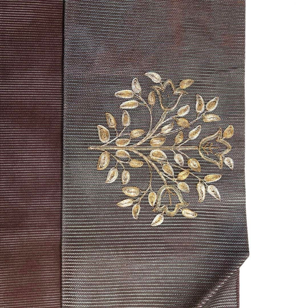 夏帯 名古屋絽 刺繍 上品な花模様 銀駒刺繍 九寸 正絹 着物 RO-4225 夏帯 名古屋絽 刺繍 上品な花模様 銀駒刺繍 九寸 正絹 着物 RO