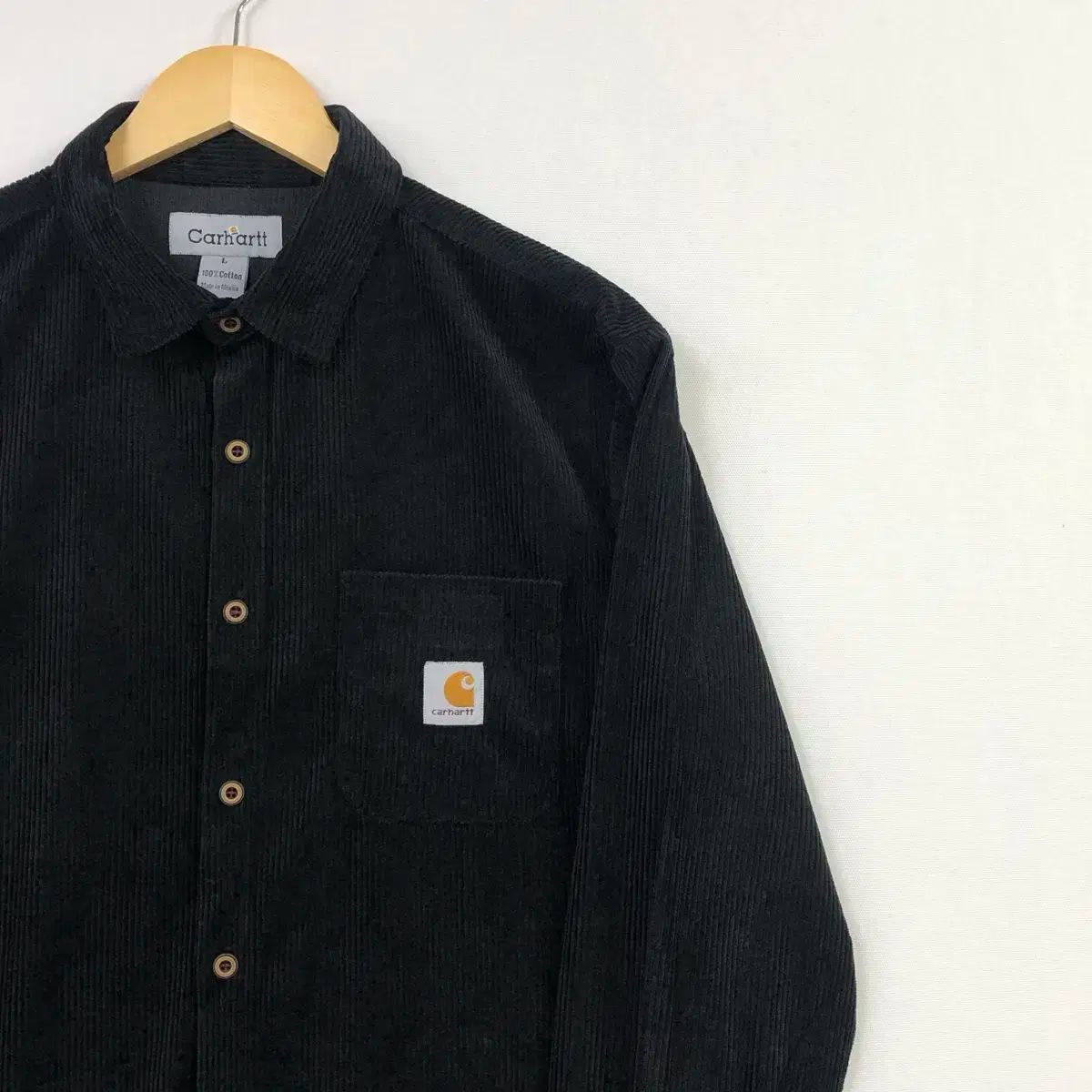 L Carhartt(カーハート) 黒 コーデュロイ シャツ